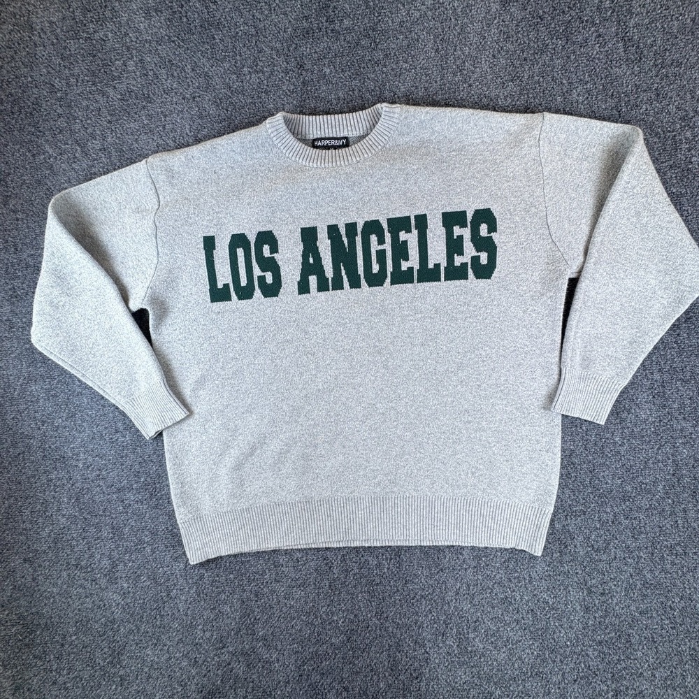 Harper & Ivy Los Angeles Sweater Womens Medium Gray Knit Oversized Pullover